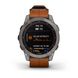 Смарт-годинник Garmin Fenix 7 Sapphire Solar титановий сірий з коричневим шкіряним ремінцем 010-02540-31 фото 1