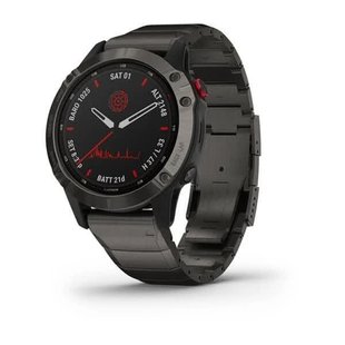 Смарт-часы Garmin Fenix 6 Pro Solar титановые серые с DLC-покрытием и титановым ремешком 010-02410-23 фото