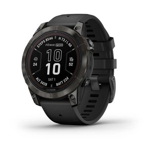 Смарт-годинник Garmin Fenix 7 Pro - Sapphire Solar Edition - темно-сірий титан DLC Carbon з чорним ремінцем 010-02777-11 фото