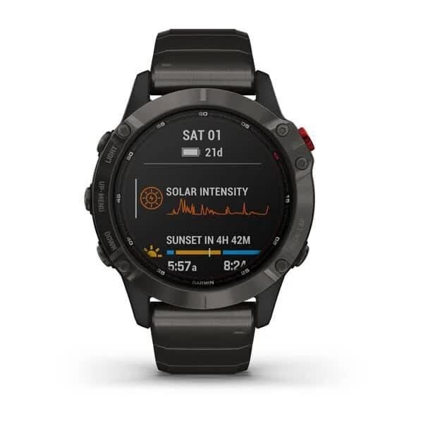 Смарт-годинник Garmin Fenix 6 Pro Solar титановий сірий з DLC-покриттям і титановим ремінцем 010-02410-23 фото