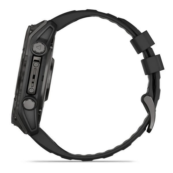 Смарт-часы Garmin Fenix 8 – 51 мм, AMOLED Sapphire, титан с DLC-покрытием Carbon Gray и силиконовым ремешком черного/серого цвета 010-02905-21 фото