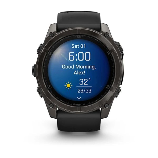 Смарт-часы Garmin Fenix 8 – 51 мм, AMOLED Sapphire, титан с DLC-покрытием Carbon Gray и силиконовым ремешком черного/серого цвета 010-02905-21 фото