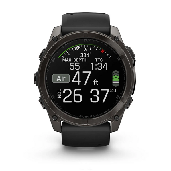 Смарт-годинник Garmin Fenix 8 – 51 мм, AMOLED Sapphire, титан з DLC-покриттям Carbon Gray і силіконовим ремінцем чорного/сірого кольору 010-02905-21 фото