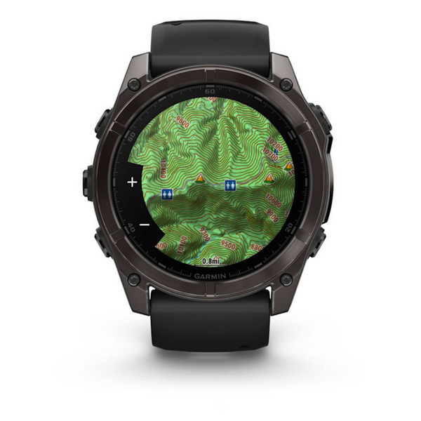 Смарт-часы Garmin Fenix 8 – 51 мм, AMOLED Sapphire, титан с DLC-покрытием Carbon Gray и силиконовым ремешком черного/серого цвета 010-02905-21 фото