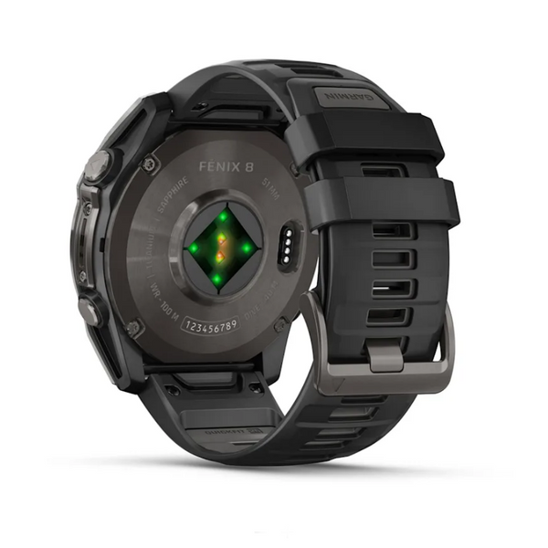 Смарт-годинник Garmin Fenix 8 – 51 мм, AMOLED Sapphire, титан з DLC-покриттям Carbon Gray і силіконовим ремінцем чорного/сірого кольору 010-02905-21 фото