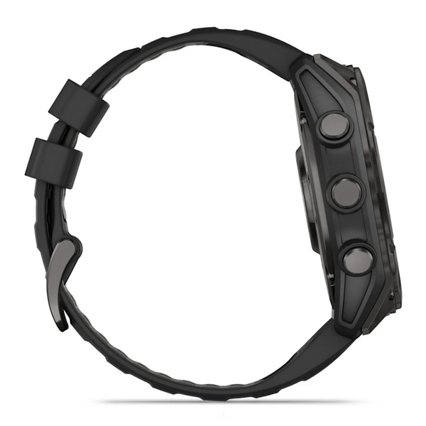 Смарт-часы Garmin Fenix 8 – 51 мм, AMOLED Sapphire, титан с DLC-покрытием Carbon Gray и силиконовым ремешком черного/серого цвета 010-02905-21 фото