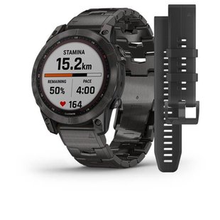 Смарт-годинник Garmin Fenix 7 Sapphire Solar титановий сірий DLC з сірим титановим DLC браслетом 010-02540-39 фото