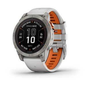 Смарт-годинник Garmin Fenix 7 Pro - Sapphire Solar Edition - титановий корпус з димчасто-сірим/помаранчевим ремінцем 010-02777-21 фото