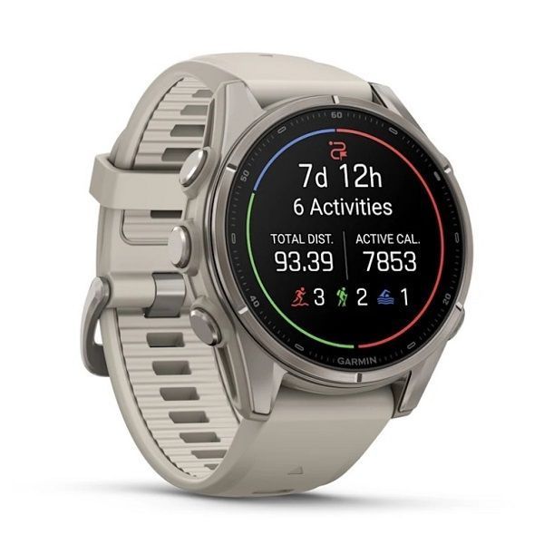 Смарт-часы Garmin Fenix 9 (43 мм) с титановым корпусом и туманно-серым силиконовым ремешком