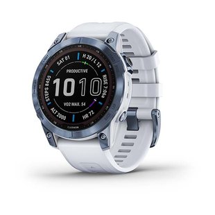 Смарт-годинник Garmin Fenix 7 Sapphire Solar титановий синій мінерал DLC з білим ремінцем 010-02540-25 фото