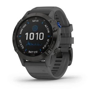 Смарт-часы Garmin Fenix 6 Pro Solar черные с серым ремешком 010-02410-11 фото