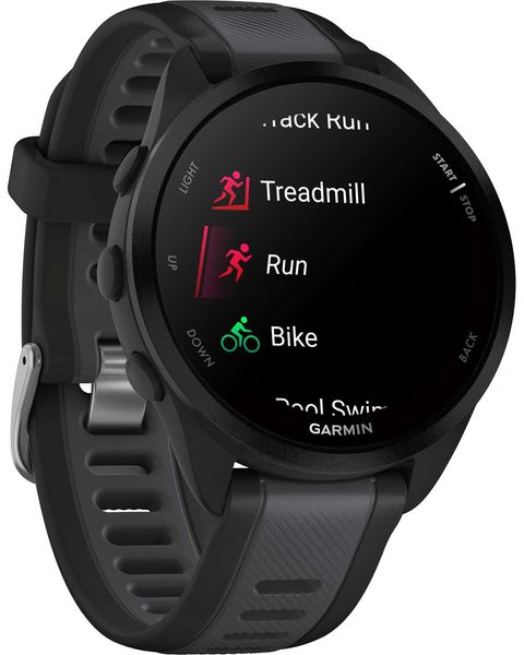 Смарт-годинник Garmin Forerunner 165, чорний/сланцево-сірий силіконовий ремінець 010-02863-20 фото