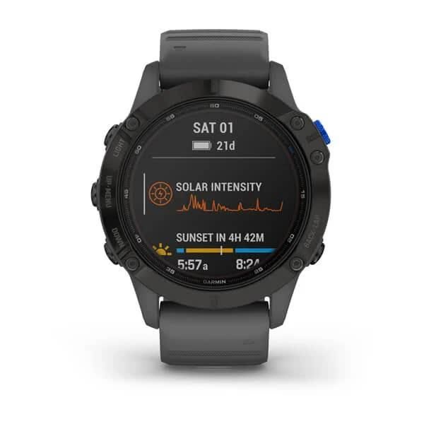 Смарт-годинник Garmin Fenix 6 Pro Solar чорний з сірим ремінцем 010-02410-11 фото