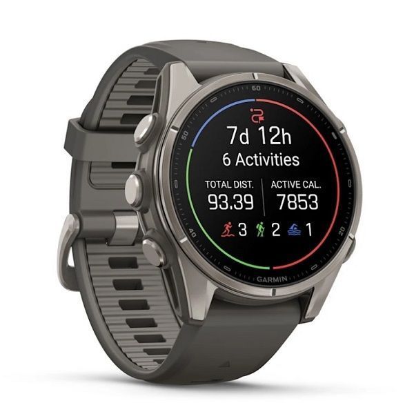 Смарт-годинник Garmin Fenix 9 (43 мм) з титановим корпусом і силіконовим ремінцем кольору гальки