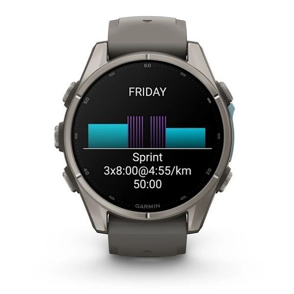 Смарт-годинник Garmin Fenix 9 (43 мм) з титановим корпусом і силіконовим ремінцем кольору гальки