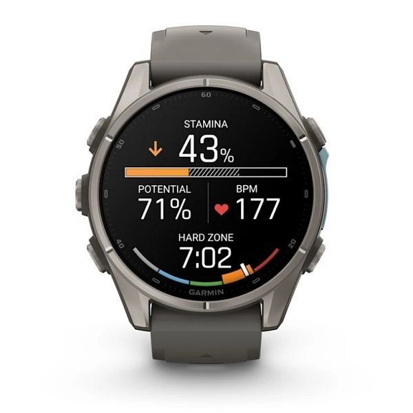 Смарт-годинник Garmin Fenix 9 (43 мм) з титановим корпусом і силіконовим ремінцем кольору гальки