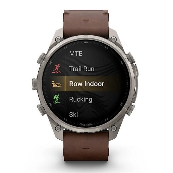 Смарт-годинник Garmin Fenix 9 Pro (47 мм) inReach з титановим корпусом і шкіряним ремінцем горіхового кольору