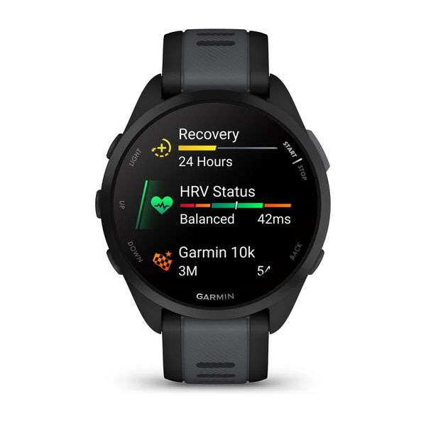 Смарт-часы Garmin Forerunner 165, черный/сланцево-серый силиконовый ремешок 010-02863-20 фото