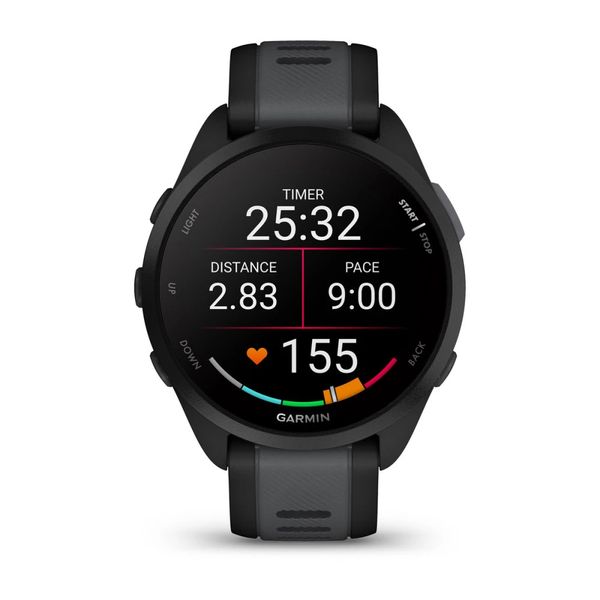 Смарт-годинник Garmin Forerunner 165, чорний/сланцево-сірий силіконовий ремінець 010-02863-20 фото