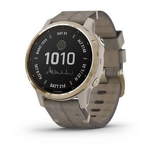 Смарт-часы Garmin Fenix 6S Pro Solar золотистые с бежевым замшевым ремешком 010-02409-26 фото