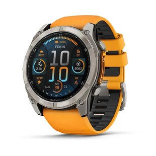 Смарт-часы Garmin Fenix 8 – 51 мм, AMOLED Sapphire, титан с силиконовым ремешком цвета Spark Orange/Graphite 010-02905-11 фото