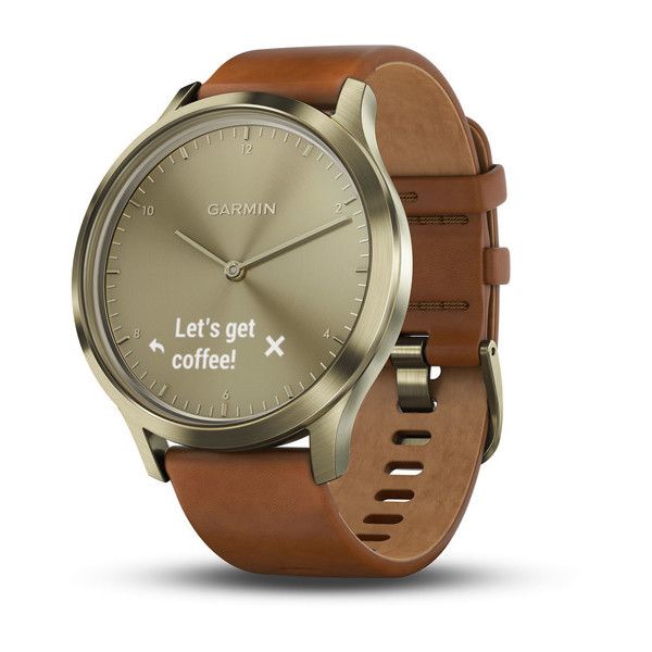 Смарт-годинник Garmin Vivomove HR Premium Gold Tone Light Brown Small/Medium 010-01850-25 фото