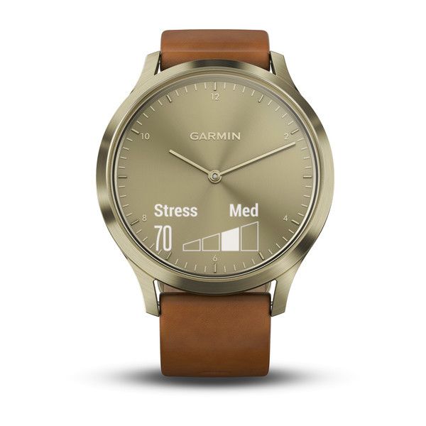 Смарт-годинник Garmin Vivomove HR Premium Gold Tone Light Brown Small/Medium 010-01850-25 фото