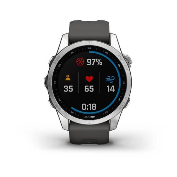 Смарт-годинник Garmin Fenix 7S сріблястий з ремінцем сірий графіт 010-02539-01 фото