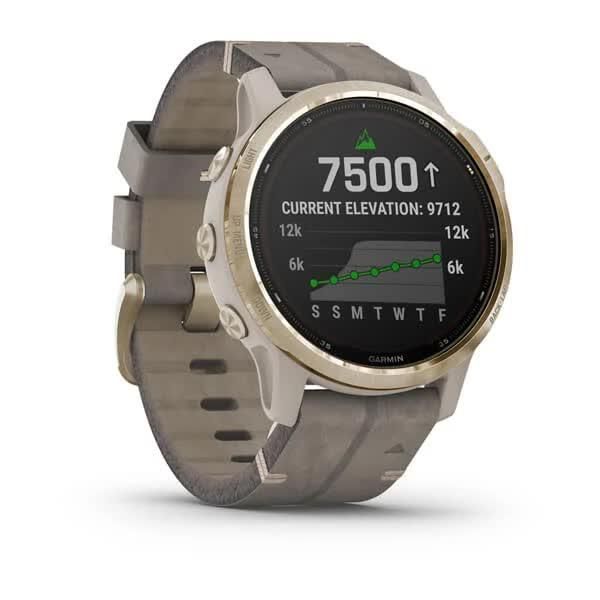 Смарт-годинник Garmin Fenix 6S Pro Solar золотавий з бежевим замшевим ремінцем 010-02409-26 фото