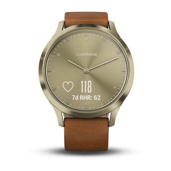 Смарт-часы Garmin Vivomove HR Premium Gold Tone Light Brown Small/Medium 010-01850-25 фото