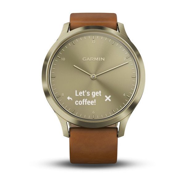 Смарт-годинник Garmin Vivomove HR Premium Gold Tone Light Brown Small/Medium 010-01850-25 фото