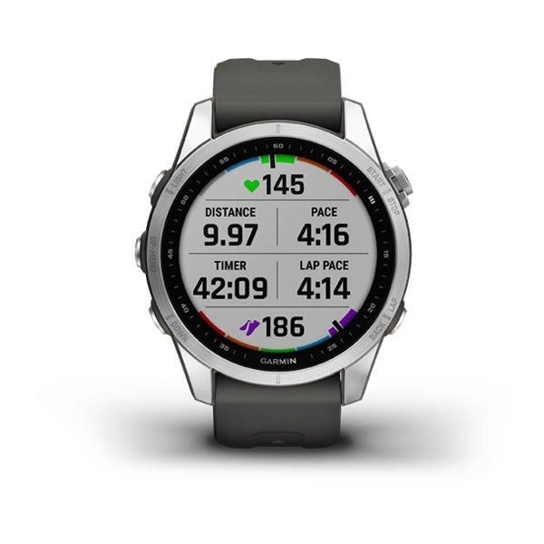 Смарт-часы Garmin Fenix 7S серебристые с ремешком серый графит 010-02539-01 фото