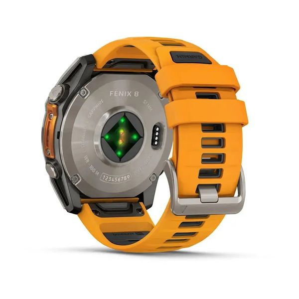 Смарт-годинник Garmin Fenix 8 – 51 мм, AMOLED Sapphire, титан із силіконовим ремінцем кольору Spark Orange/Graphite 010-02905-11 фото