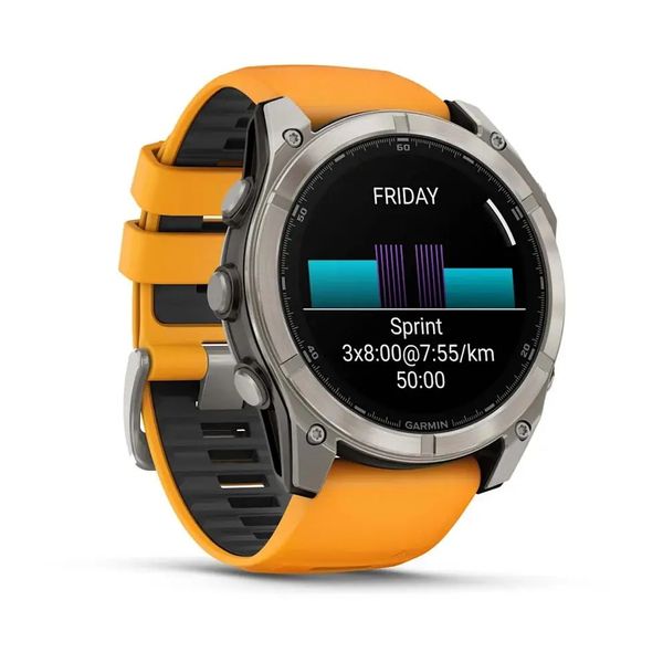 Смарт-часы Garmin Fenix 8 – 51 мм, AMOLED Sapphire, титан с силиконовым ремешком цвета Spark Orange/Graphite 010-02905-11 фото