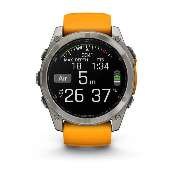 Смарт-часы Garmin Fenix 8 – 51 мм, AMOLED Sapphire, титан с силиконовым ремешком цвета Spark Orange/Graphite 010-02905-11 фото