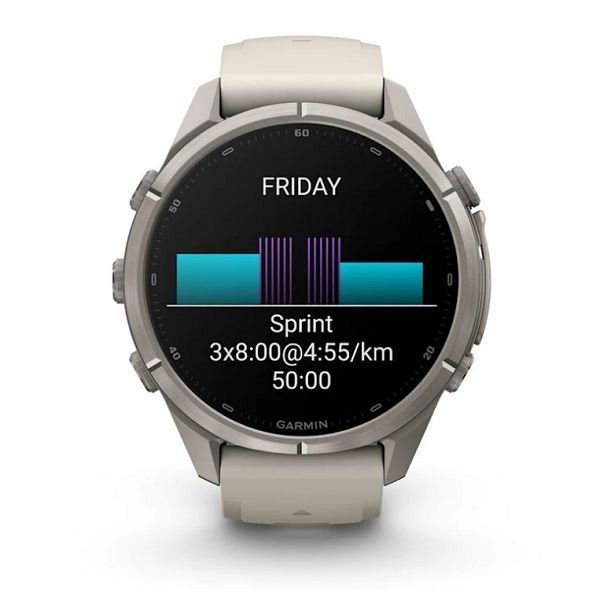 Смарт-часы Garmin Fenix 9 Pro (43 мм) с титановым корпусом и туманно-серым/темно-песочным силиконовым ремешком