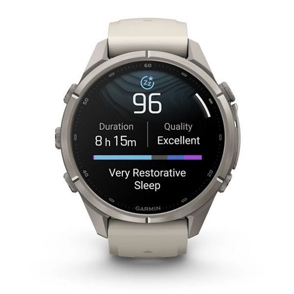 Смарт-часы Garmin Fenix 9 Pro (43 мм) с титановым корпусом и туманно-серым/темно-песочным силиконовым ремешком