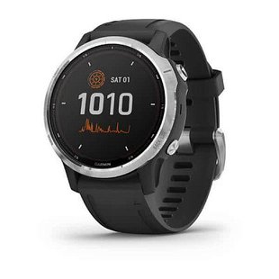 Смарт-часы Garmin Fenix 6S Solar серебристые с черным ремешком 010-02409-00 фото