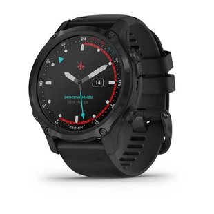 Смарт-годинник Garmin Descent Mk2S Carbon Gray DLC Black з чорним силіконовим ремінцем 010-02403-04 фото