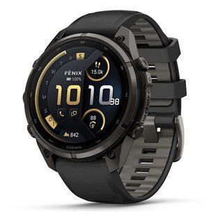 Смарт-годинник Garmin Fenix 9 Pro (47 мм) inReach з титановим корпусом Carbon Gray DLC і чорно-сірим силіконовим ремінцем