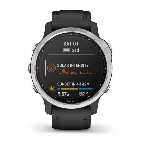 Смарт-часы Garmin Fenix 6S Solar серебристые с черным ремешком 010-02409-00 фото