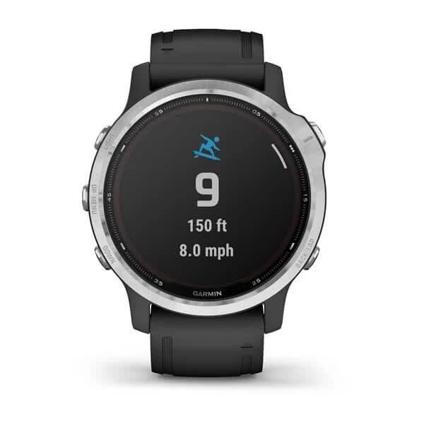 Смарт-часы Garmin Fenix 6S Solar серебристые с черным ремешком 010-02409-00 фото