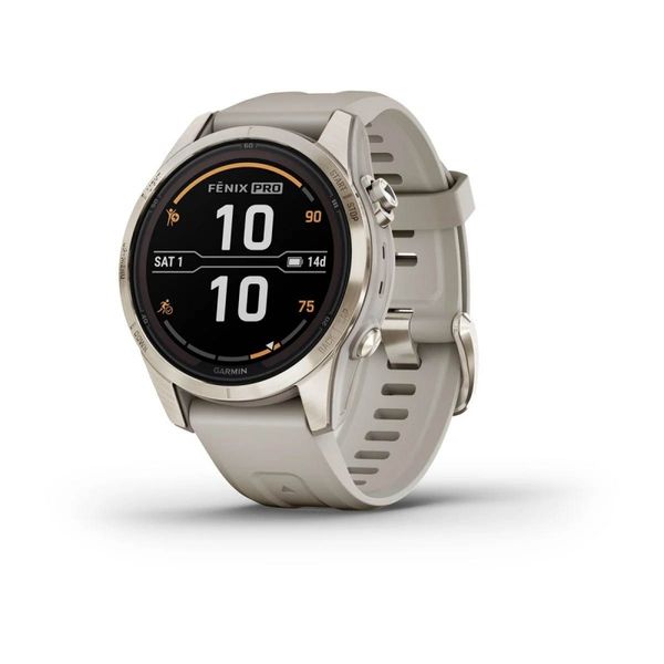 Смарт-часы Garmin Fenix 7S Pro - Sapphire Solar Edition - нежно-золотистые со светло-песочным ремешком 010-02776-15 фото