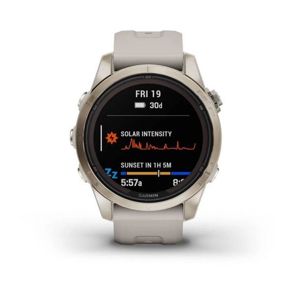 Смарт-часы Garmin Fenix 7S Pro - Sapphire Solar Edition - нежно-золотистые со светло-песочным ремешком 010-02776-15 фото