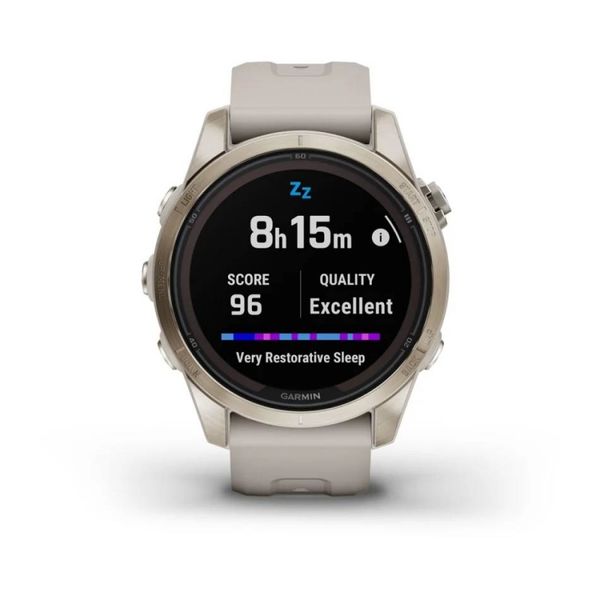 Смарт-годинник Garmin Fenix 7S Pro - Sapphire Solar Edition - ніжно-золотистий зі світло-пісочним ремінцем 010-02776-15 фото