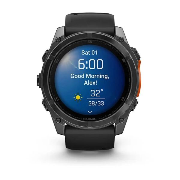 Смарт-годинник Garmin Fenix 8 – 51 мм, AMOLED, сланцево-сірий з чорним силіконовим ремінцем 010-02905-00 фото