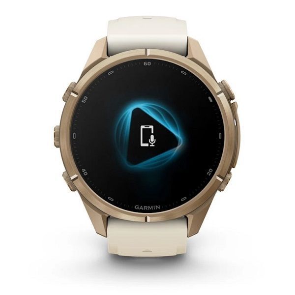 Смарт-годинник Garmin Fenix 9 Pro (43 мм) з титановим корпусом Autumn Gold і кремово-сірим силіконовим ремінцем