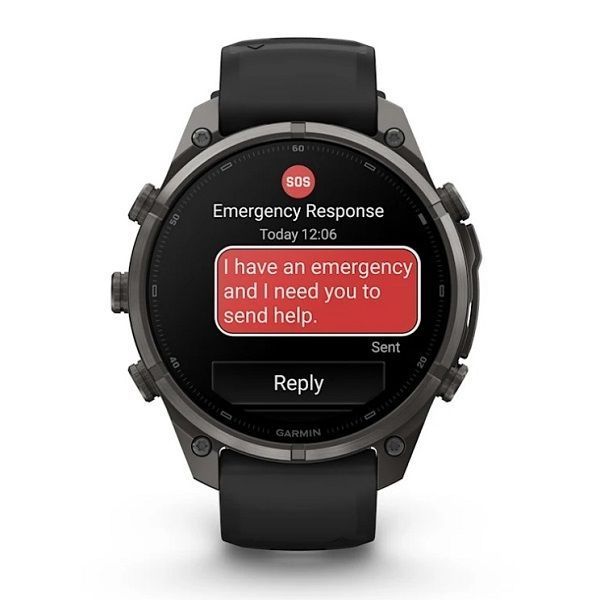 Смарт-годинник Garmin Fenix 9 Pro (47 мм) inReach з титановим корпусом Carbon Gray DLC і чорно-сірим силіконовим ремінцем