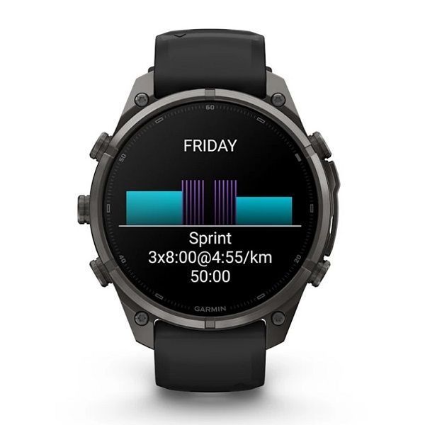 Смарт-годинник Garmin Fenix 9 Pro (47 мм) inReach з титановим корпусом Carbon Gray DLC і чорно-сірим силіконовим ремінцем
