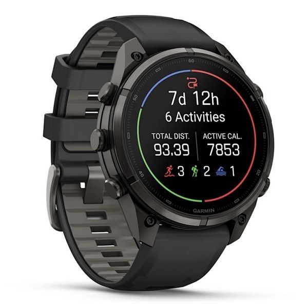 Смарт-годинник Garmin Fenix 9 Pro (47 мм) inReach з титановим корпусом Carbon Gray DLC і чорно-сірим силіконовим ремінцем